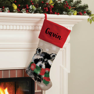 Christmas Raccoon Personalized Stocking