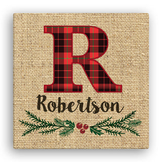 Christmas Plaid 12x12 Personalized Canvas