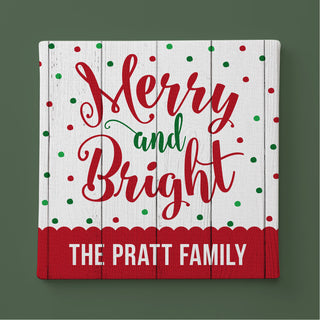 Merry and Bright 12x12 Personalized Canvas