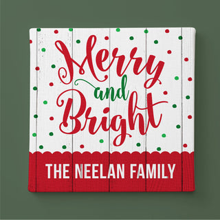 Merry and Bright 16x16 Personalized Canvas