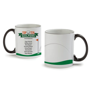 Top Golfers White Coffee Mug with Black Rim and Handle-11oz