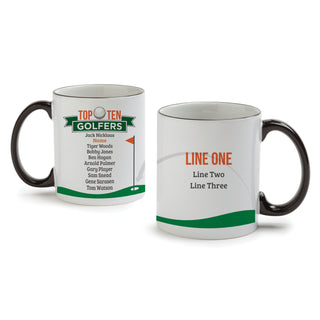 Top Golfers White Coffee Mug with Black Rim and Handle-11oz