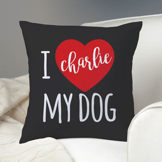 I Love My Dog Personalized Throw Pillow