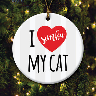 I Love My Cat Personalized Ornament