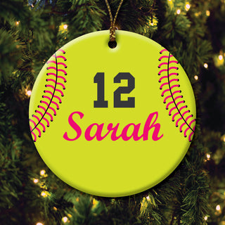 Personalized Girl's Softball Ornament