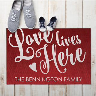 Love Lives Here Personalized Doormat