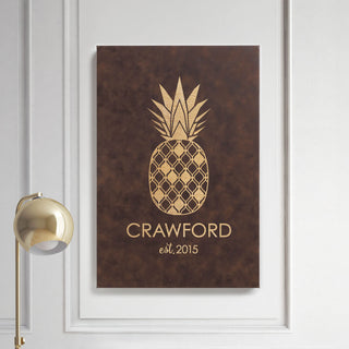 Pineapple Personalized Leather 12x18 Canvas