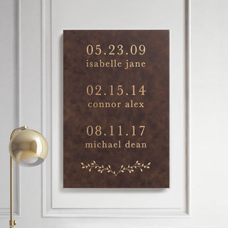 Special Dates Personalized Leather 12x18 Canvas