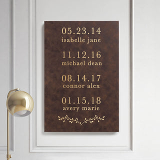 Special Dates Personalized Leather 12x18 Canvas