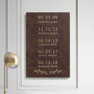 Special Dates Personalized Leather 12x18 Canvas