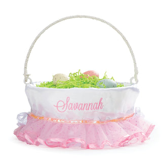 Personalized Easter Basket with Pink Tutu Liner