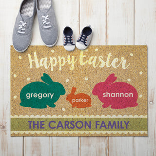 Easter Family of Three Personalized Doormat