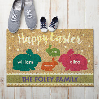 Easter Family of Four Personalized Doormat