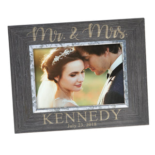 Mr. and Mrs. Personalized Weathered Grey 5x7 Frame