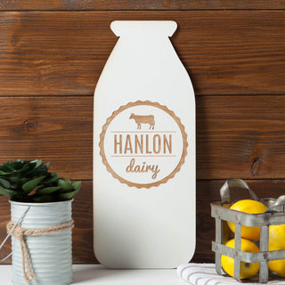 Personalized White Wood Milk Bottle Plaque