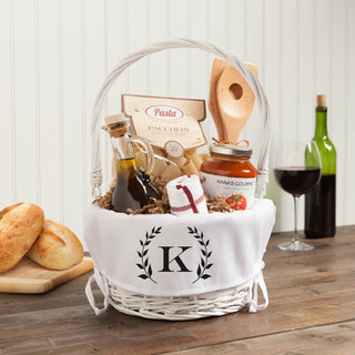 Wicker Basket With Personalized Initial Liner