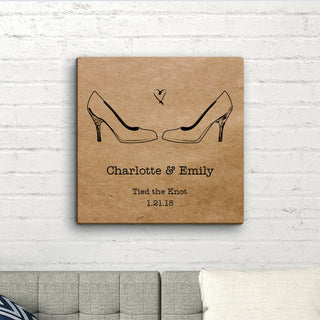 Personalized 16x16 Wedding Heels Canvas