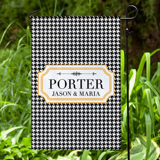 Black Houndstooth Personalized Garden Flag