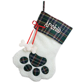 Sweet Dog Personalized Green Plaid Stocking