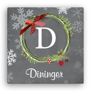 Christmas Wreath Personalized 12x12 Canvas