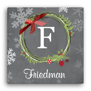 Christmas Wreath Personalized 16x16 Canvas