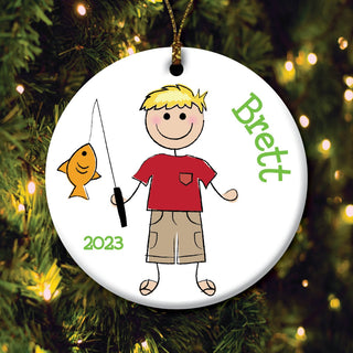 Personalized Little Fisherman Ornament