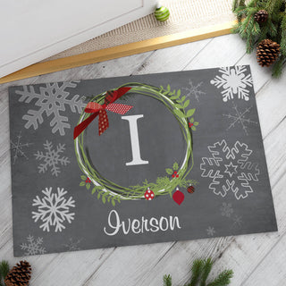 Christmas Wreath Personalized Doormat