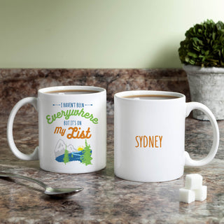 Everywhere Is On My List Personalized White Coffee Mug - 11 oz.