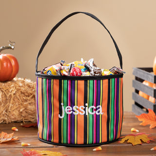 Personalized Black Stripes Halloween Bucket Bag