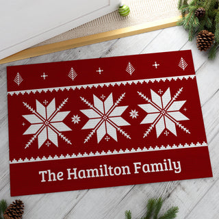 Holiday Snowflakes Personalized Doormat