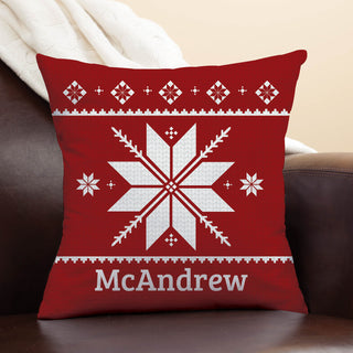 Holiday Snowflakes Personalized Throw Pillow