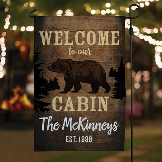 Welcome To Our Cabin Personalized Garden Flag