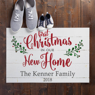 Christmas in Our New Home Personalized Doormat