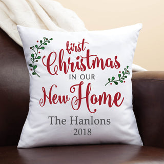 Christmas in Our New Home Personalized Throw Pillow