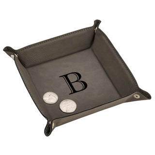 Initial Personalized Gray Leatherette Catch All