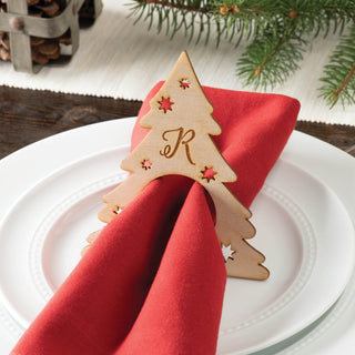 Christmas Tree Wood Napkin Rings - Set of 8