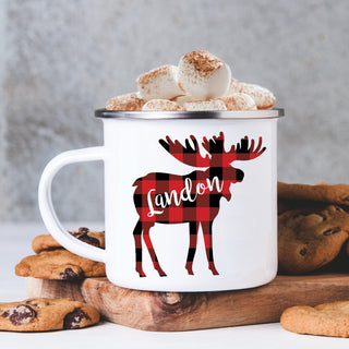 Buffalo Plaid Moose Personalized Camp Mug