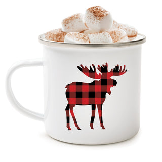 Buffalo Plaid Moose Personalized Camp Mug - 11 oz.