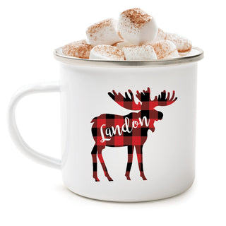 Buffalo Plaid Moose Personalized Camp Mug - 11 oz.