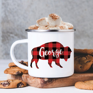 Buffalo Plaid Bison Personalized Camp Mug