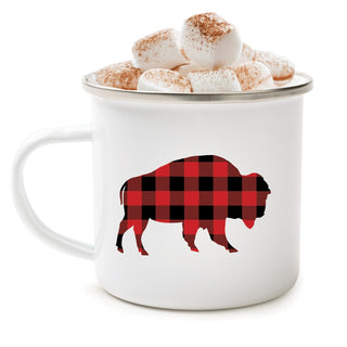 Buffalo Plaid Bison Personalized Camp Mug - 11 oz.