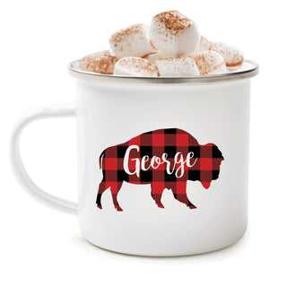 Buffalo Plaid Bison Personalized Camp Mug - 11 oz.