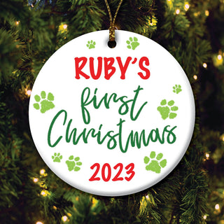 Puppy's First Christmas Personalized Ornament