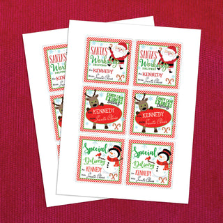 Candy Cane Express Personalized Gift Sticker - Set of 12