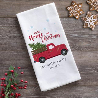 Home For Christmas Personalized Tea Towel