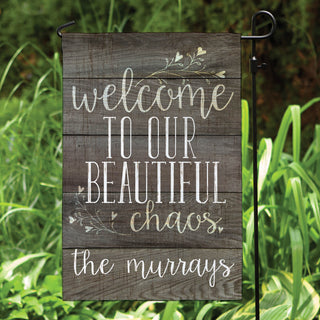 Beautiful Chaos Personalized Gray Garden Flag