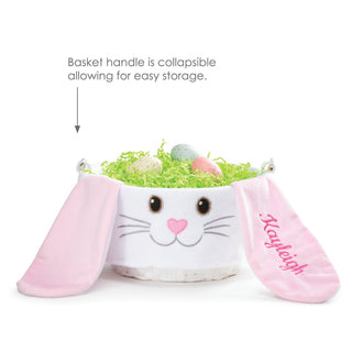 Floppy Bunny Personalized Basket and Pink Liner