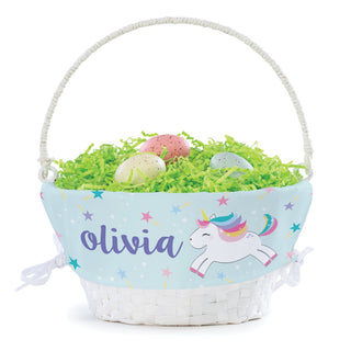 Rainbow Unicorn Personalized Easter Basket and Liner