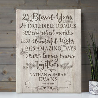 25 Blessed Years Personalized 11x14 Canvas