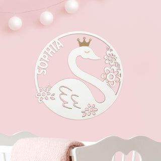 White Swan Personalized Wood Plaque